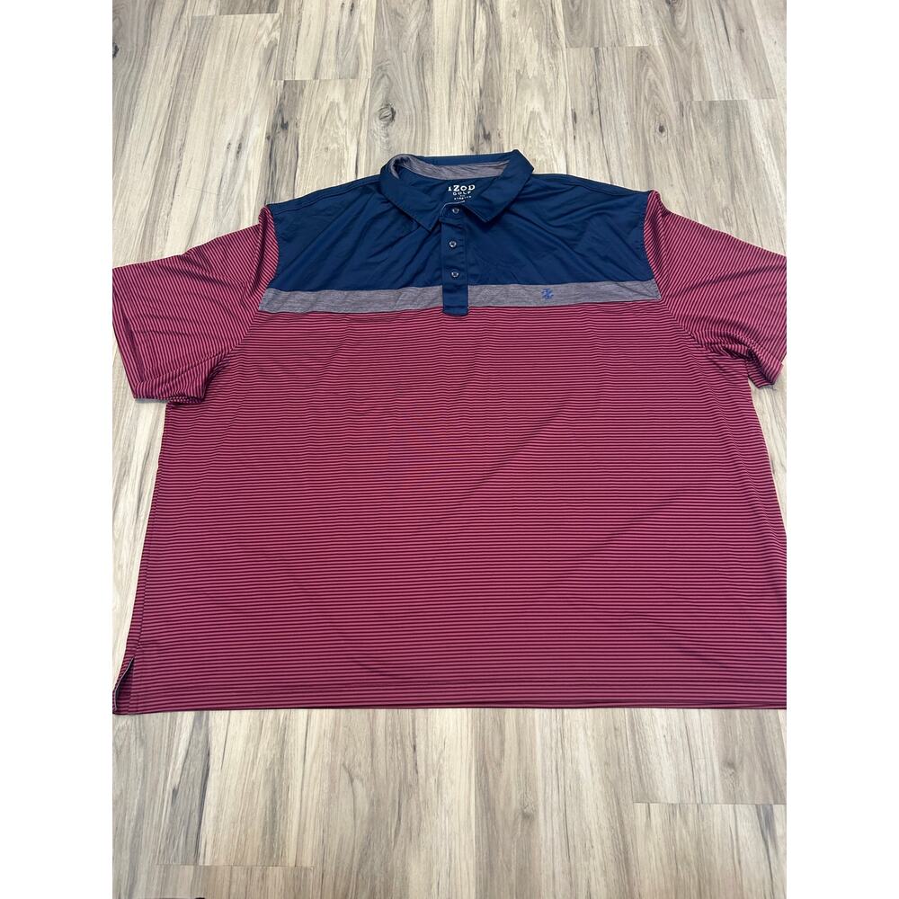 Izod Golf With Stretch Swing Flex Polo Size 5XL Golfing Casual Blue Gray Red